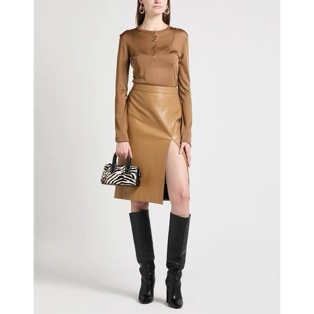 NWT Saint Laurent YSL Henley Bodysuit Size S Brown Long Sleeve $1,800 - Picture 2 of 8